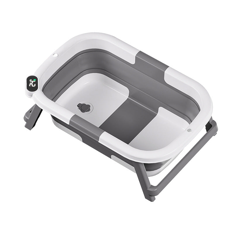 Foldable baby bathtub, bath basin, foldable temperature-sensing bathtub for children