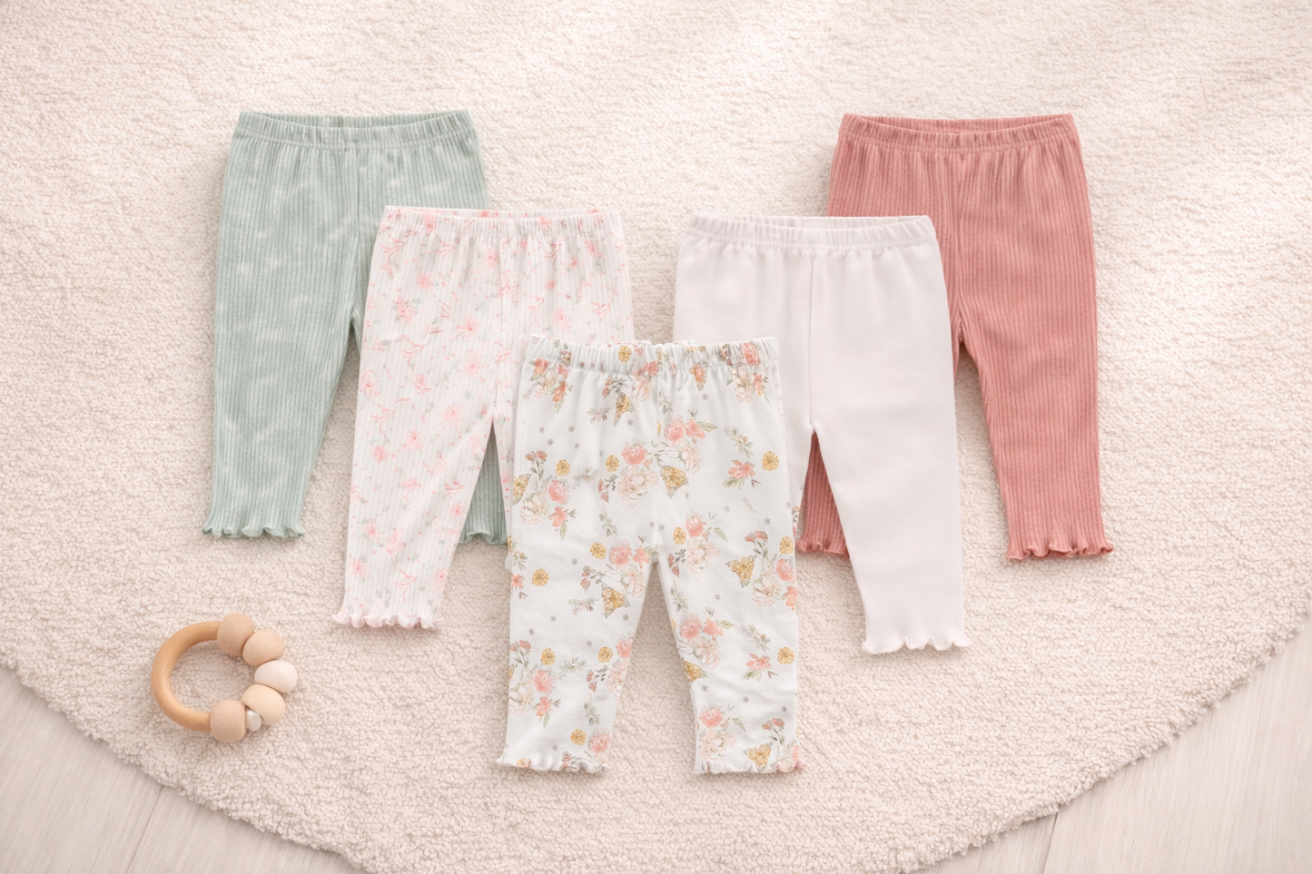 Lot de 5 leggings bébé en coton