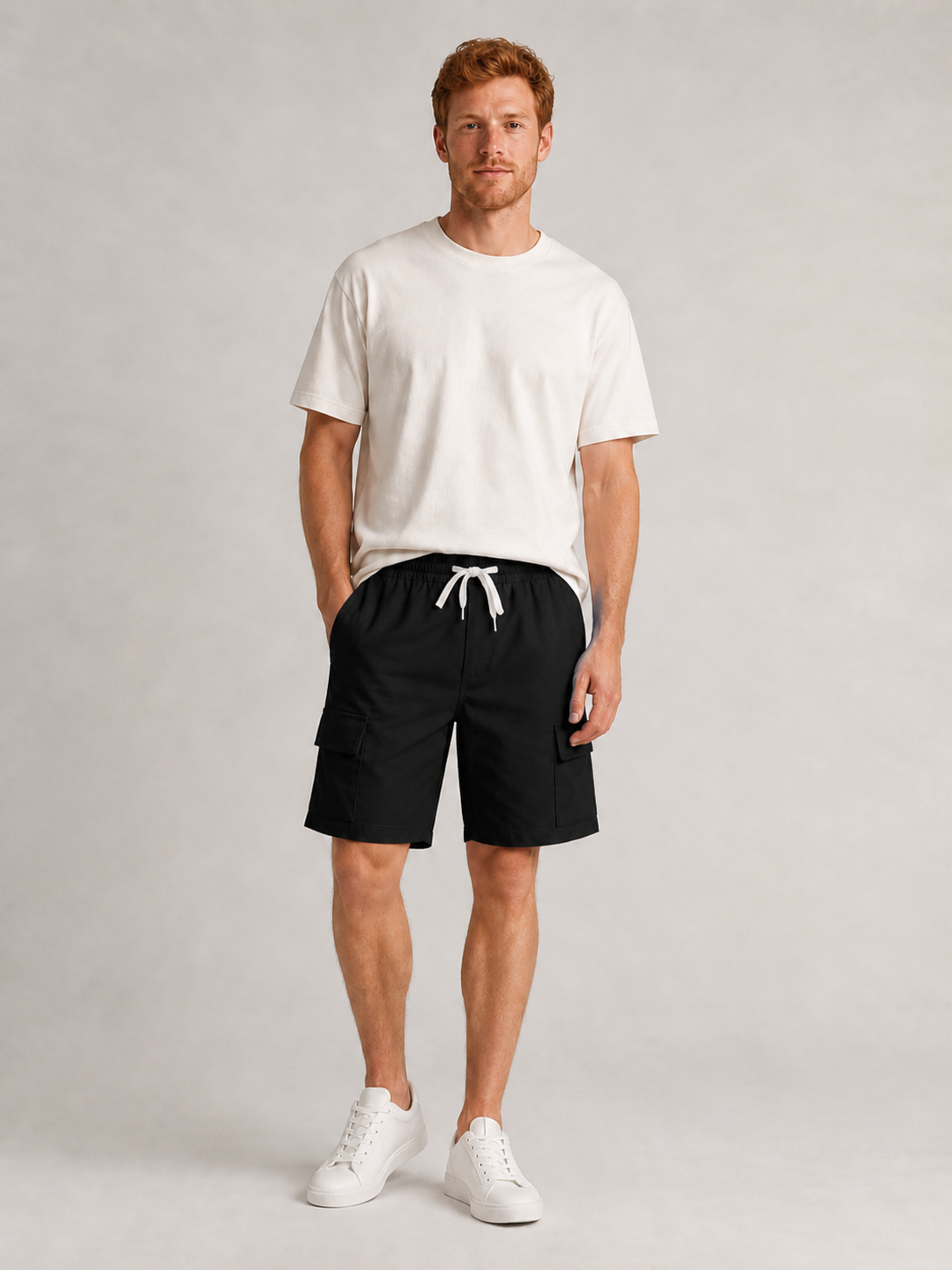 Short cargo à cordon ajustable