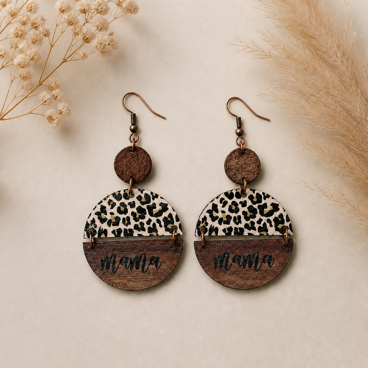 Boucles d’oreilles “Mama” imprimé léopard