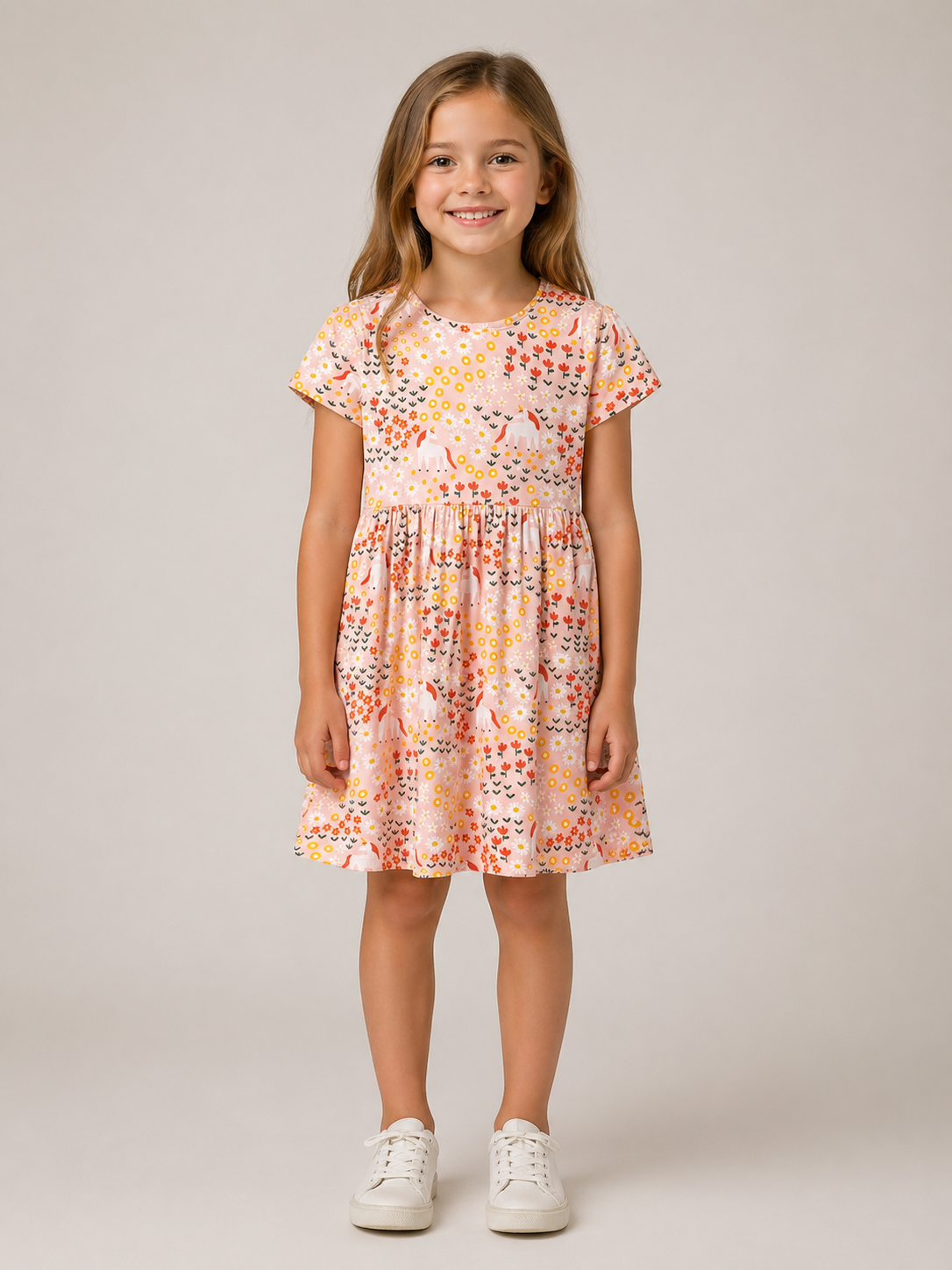 Robe fleurie motif licorne