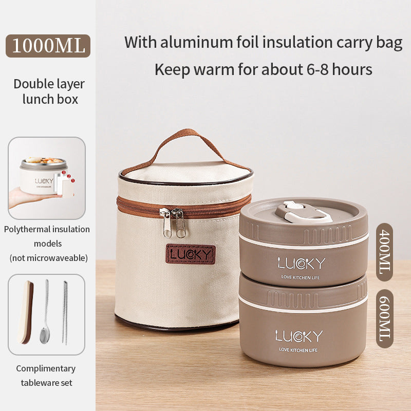 Lunch Box Food-Grade Insulation 304 Stainless Steel Plastic Microwave Oven Special Heatable Lunch Box