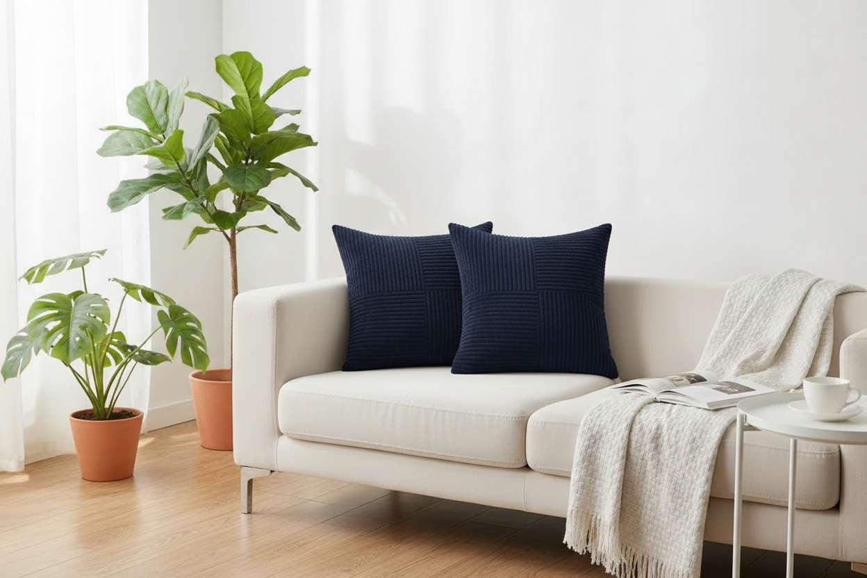 Deux coussins bleu marine