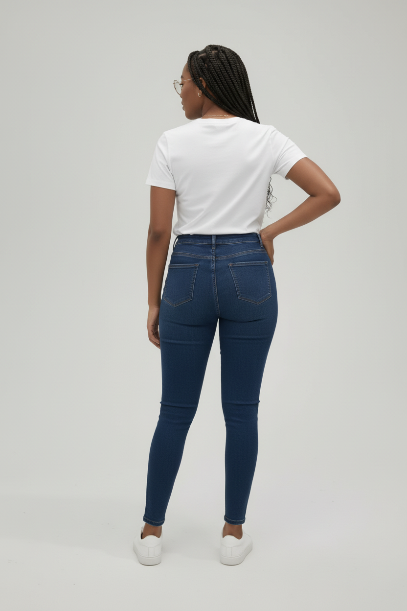 Mannequin vue de dos avec jean taille haute