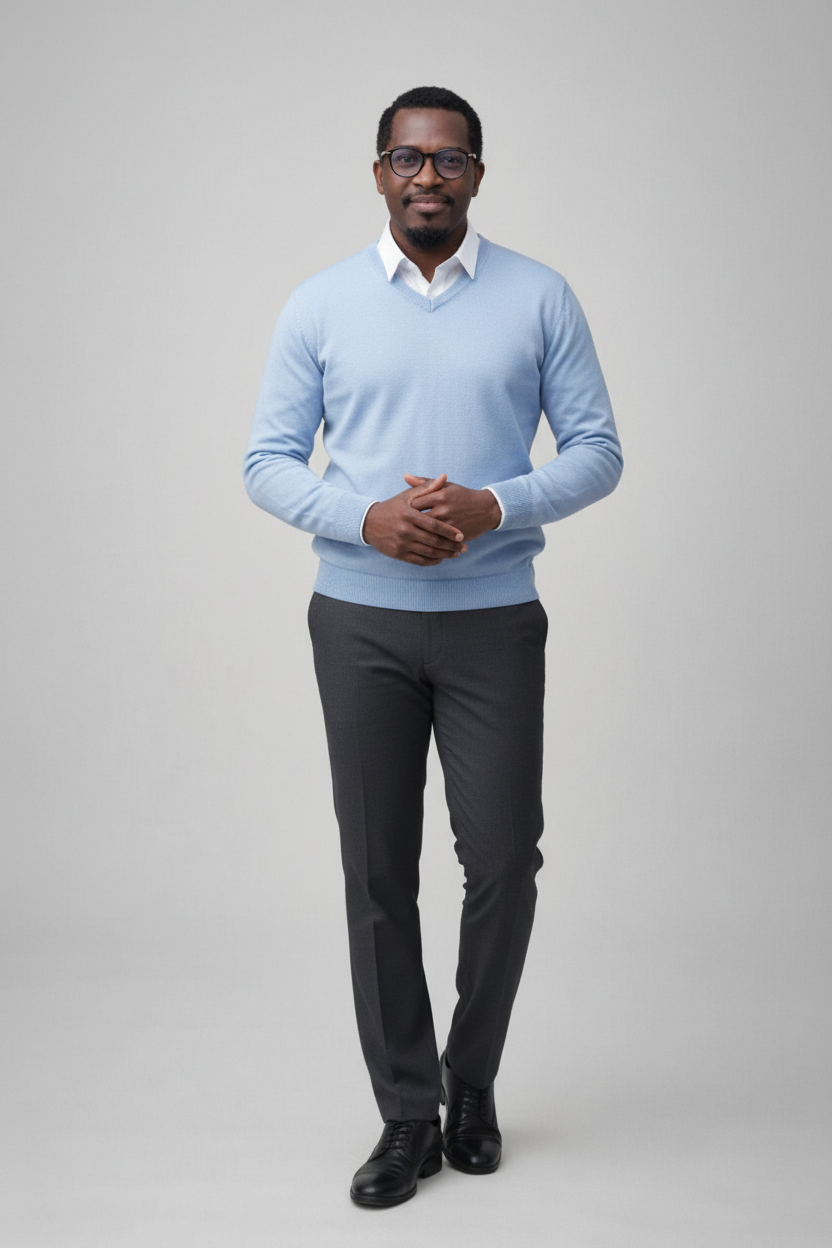 Pull bleu ciel sur votre mannequin