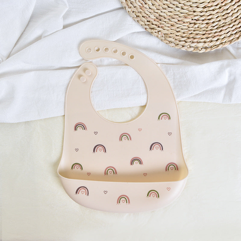 Baby feeding bib anti-silicone supplementary food bib, super soft baby portable children's bib, anti-dirt wonder