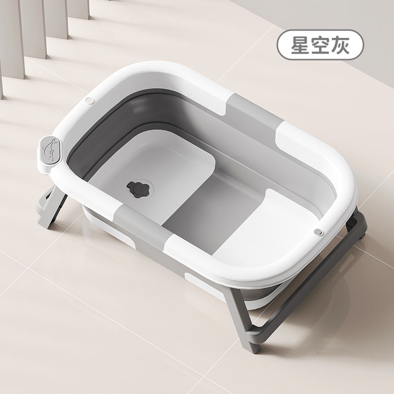 Foldable baby bathtub, bath basin, foldable temperature-sensing bathtub for children