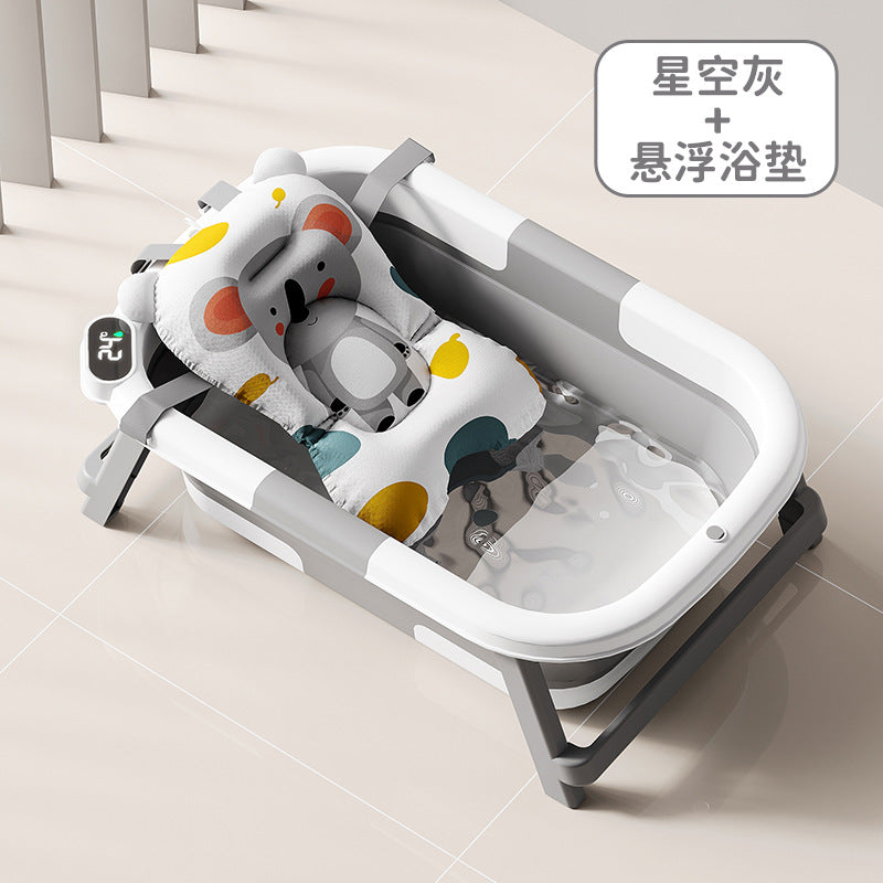 Foldable baby bathtub, bath basin, foldable temperature-sensing bathtub for children