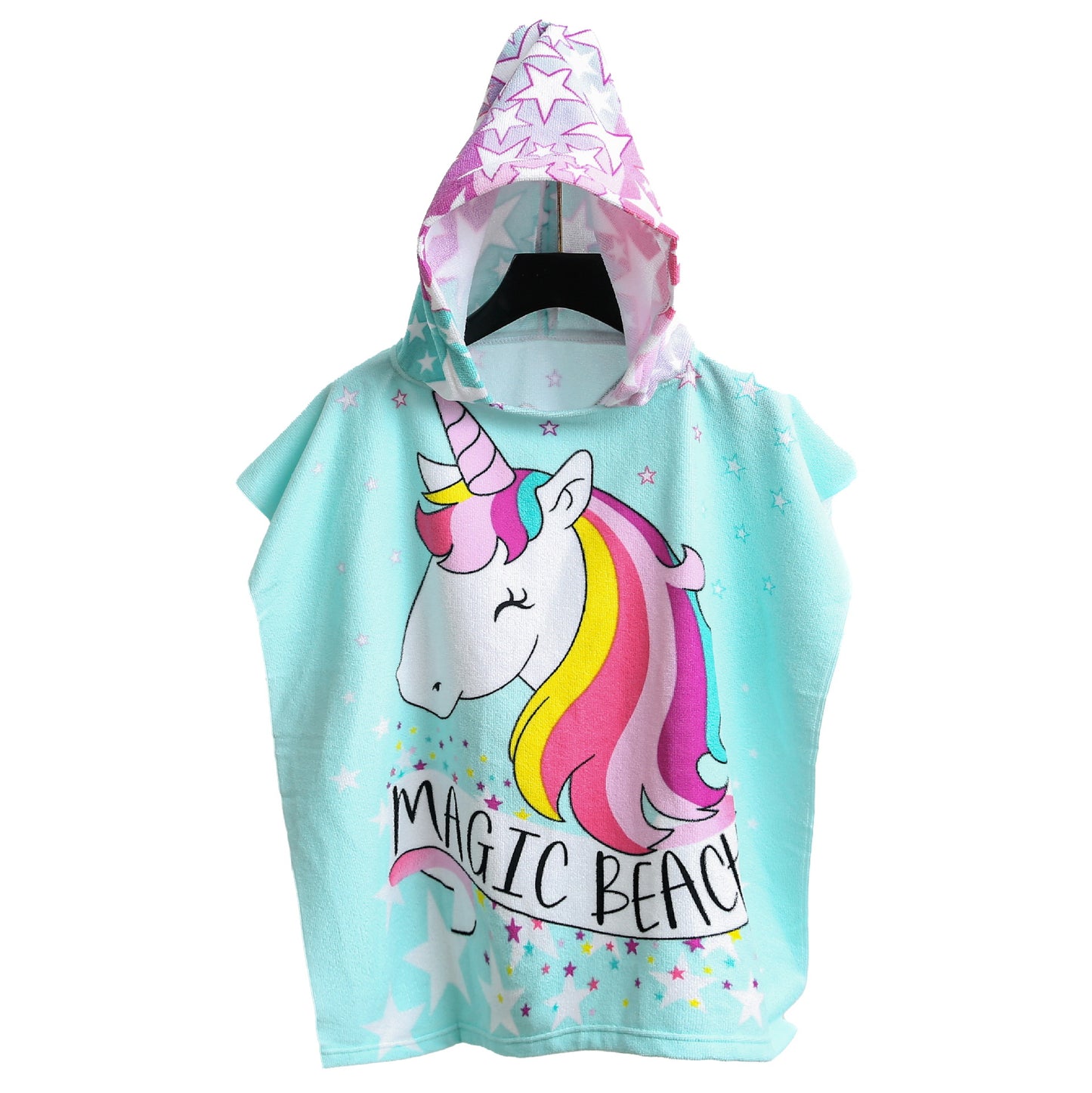 Ultra-fine fiber cartoon printed children's bath towel cape, wearable children's bathrobe, hooded cape, beach towel