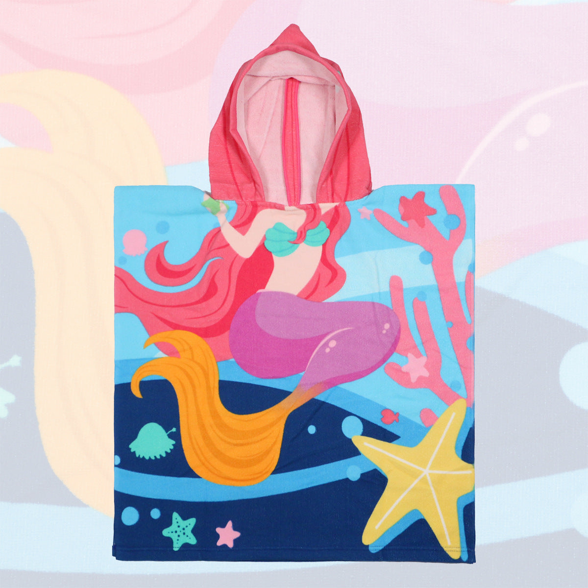 Ultra-fine fiber cartoon printed children's bath towel cape, wearable children's bathrobe, hooded cape, beach towel