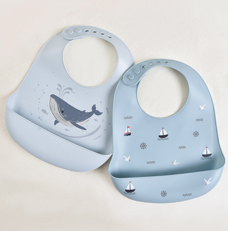 Baby feeding bib anti-silicone supplementary food bib, super soft baby portable children's bib, anti-dirt wonder
