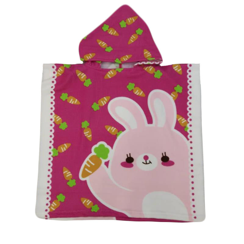Ultra-fine fiber cartoon printed children's bath towel cape, wearable children's bathrobe, hooded cape, beach towel