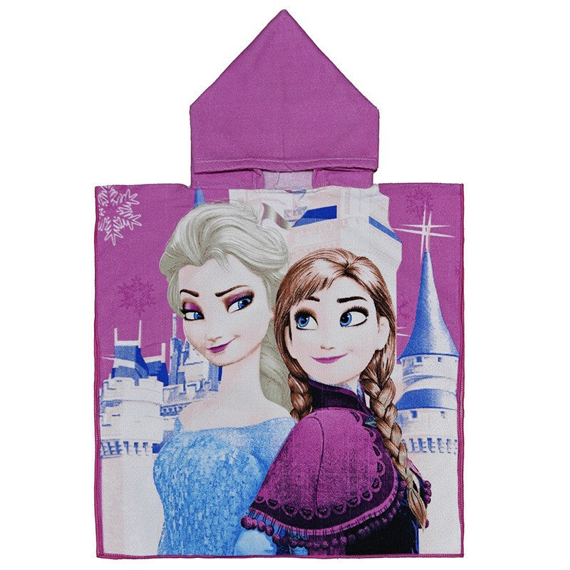Ultra-fine fiber cartoon printed children's bath towel cape, wearable children's bathrobe, hooded cape, beach towel