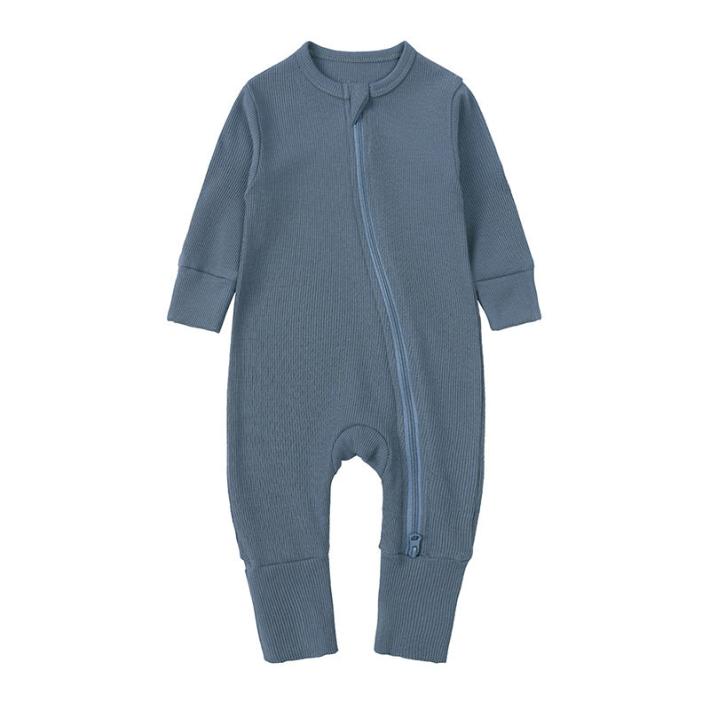 Autumn clothes for newborn babies, 0-24 months old, long-sleeved, hand-hugging, one-piece, pit strip, solid-color hatching clothes