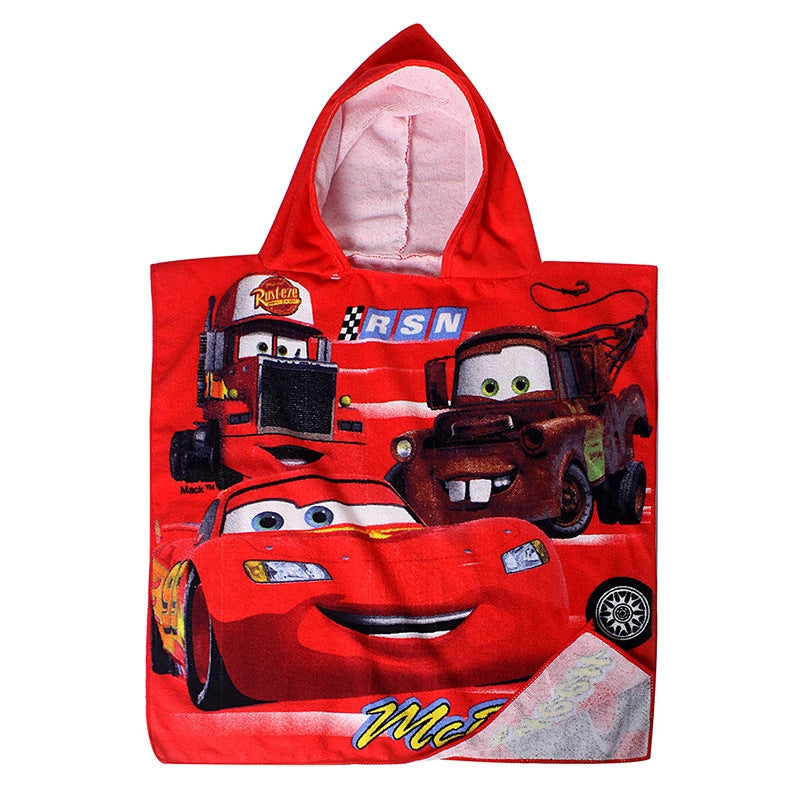 Ultra-fine fiber cartoon printed children's bath towel cape, wearable children's bathrobe, hooded cape, beach towel