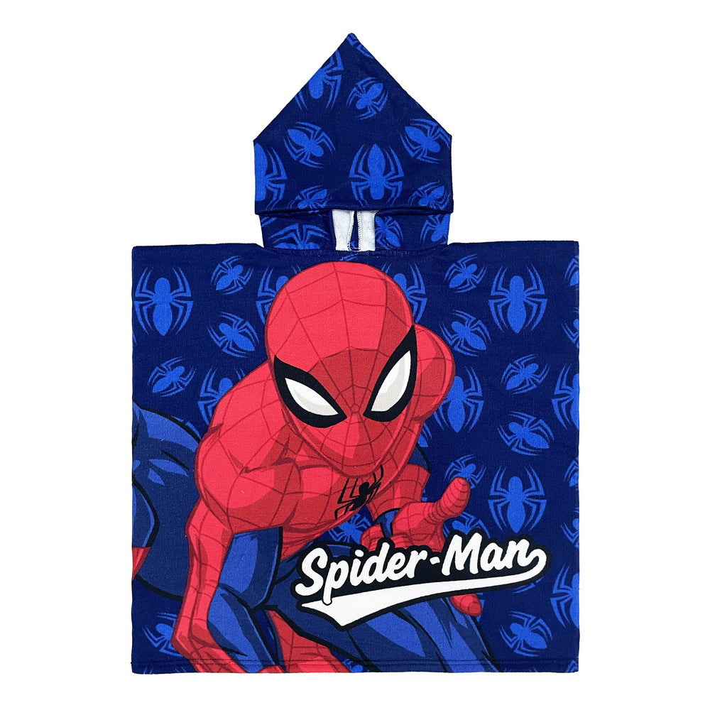 Ultra-fine fiber cartoon printed children's bath towel cape, wearable children's bathrobe, hooded cape, beach towel