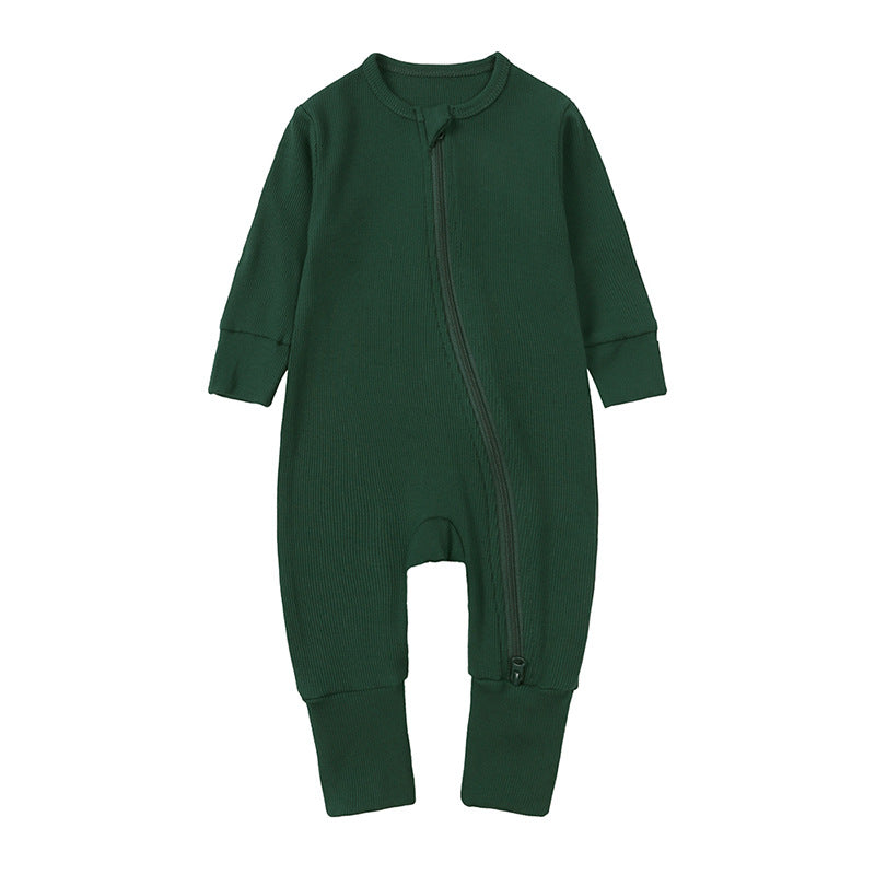 Autumn clothes for newborn babies, 0-24 months old, long-sleeved, hand-hugging, one-piece, pit strip, solid-color hatching clothes
