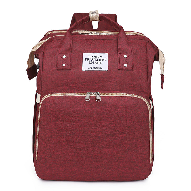 Mummy bag, large-capacity outdoor crib, mother and baby bag, multi-functional mom storage bag, lightweight backpack