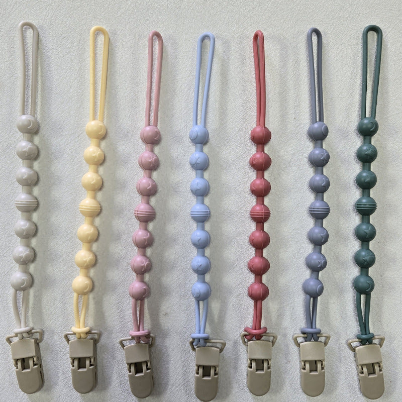 Baby silicone pacifier chain, beech wood clip, anti-le pacifier anti-drop chain, baby rubber chain, silicone chain