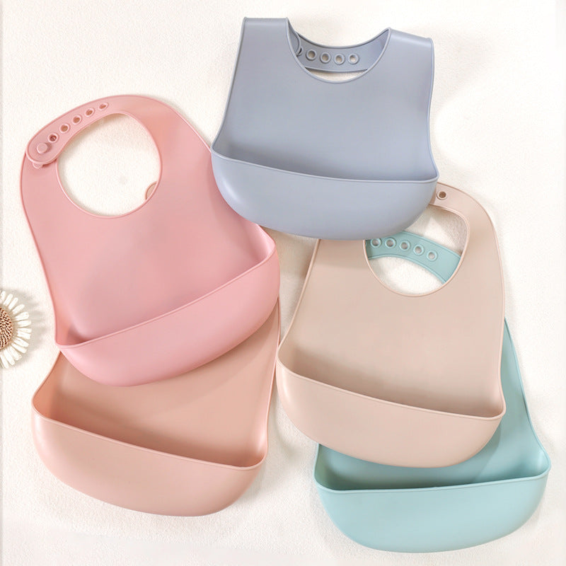 Baby feeding bib anti-silicone supplementary food bib, super soft baby portable children's bib, anti-dirt wonder