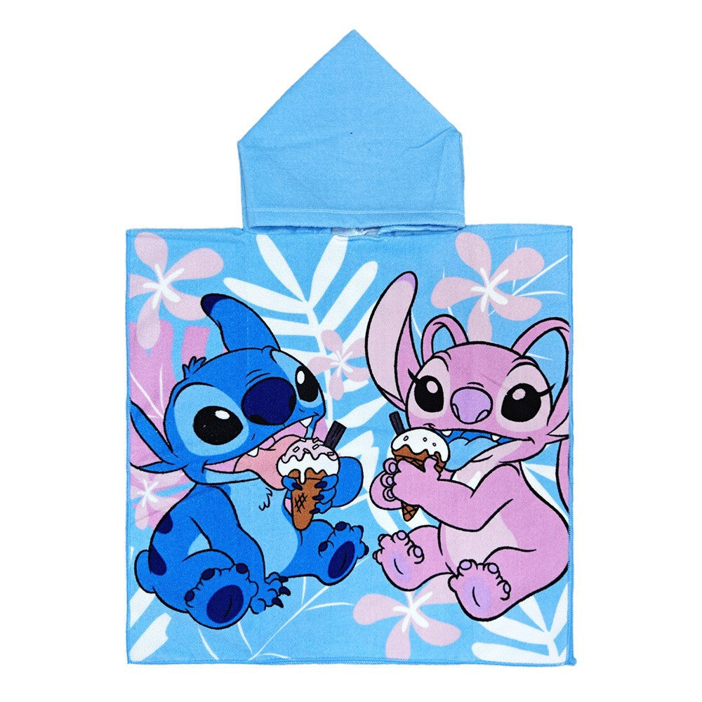Ultra-fine fiber cartoon printed children's bath towel cape, wearable children's bathrobe, hooded cape, beach towel