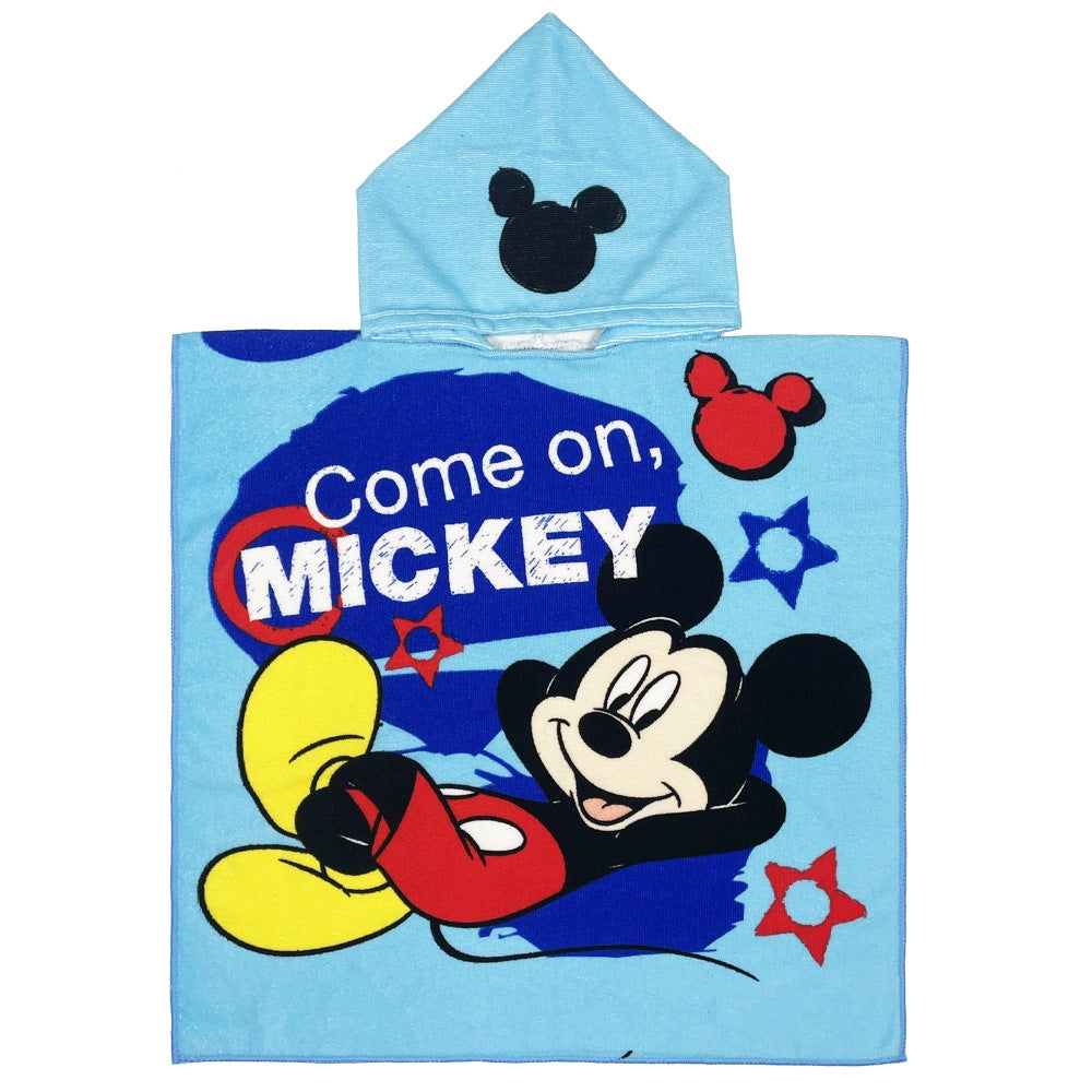 Ultra-fine fiber cartoon printed children's bath towel cape, wearable children's bathrobe, hooded cape, beach towel