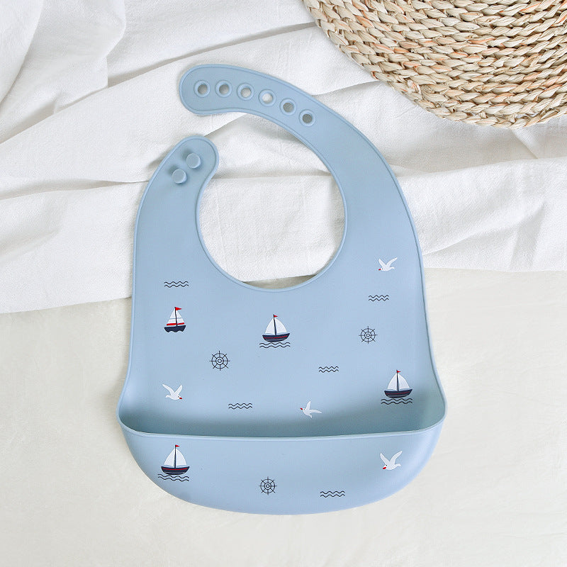 Baby feeding bib anti-silicone supplementary food bib, super soft baby portable children's bib, anti-dirt wonder