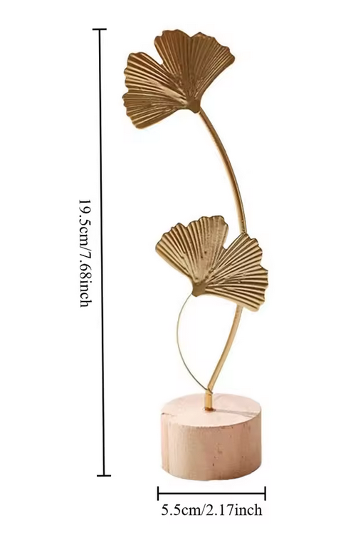Sculpture Décorative Feuille Dorée en Métal