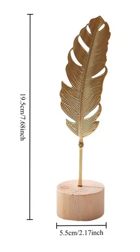 Sculpture Décorative Feuille Dorée en Métal