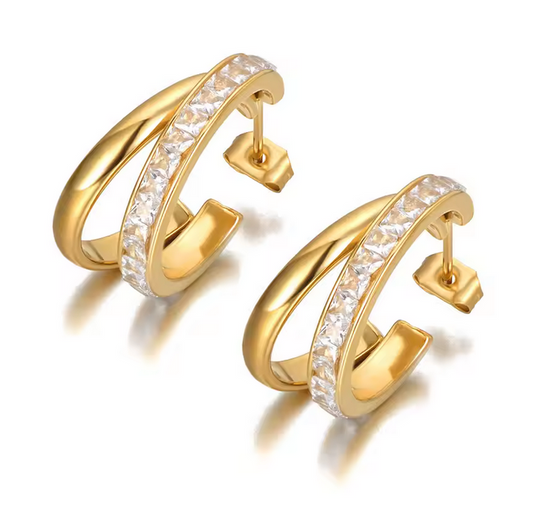 Créoles Élégance Zircone Dorée