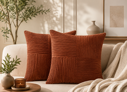 Housse de coussin côtelée