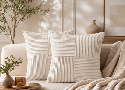 Housse de coussin côtelée