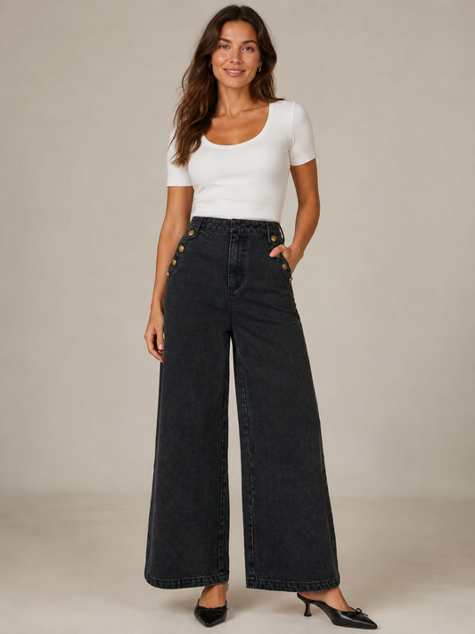 Jean large taille haute