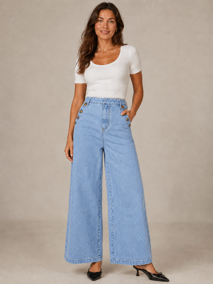 Jean large taille haute