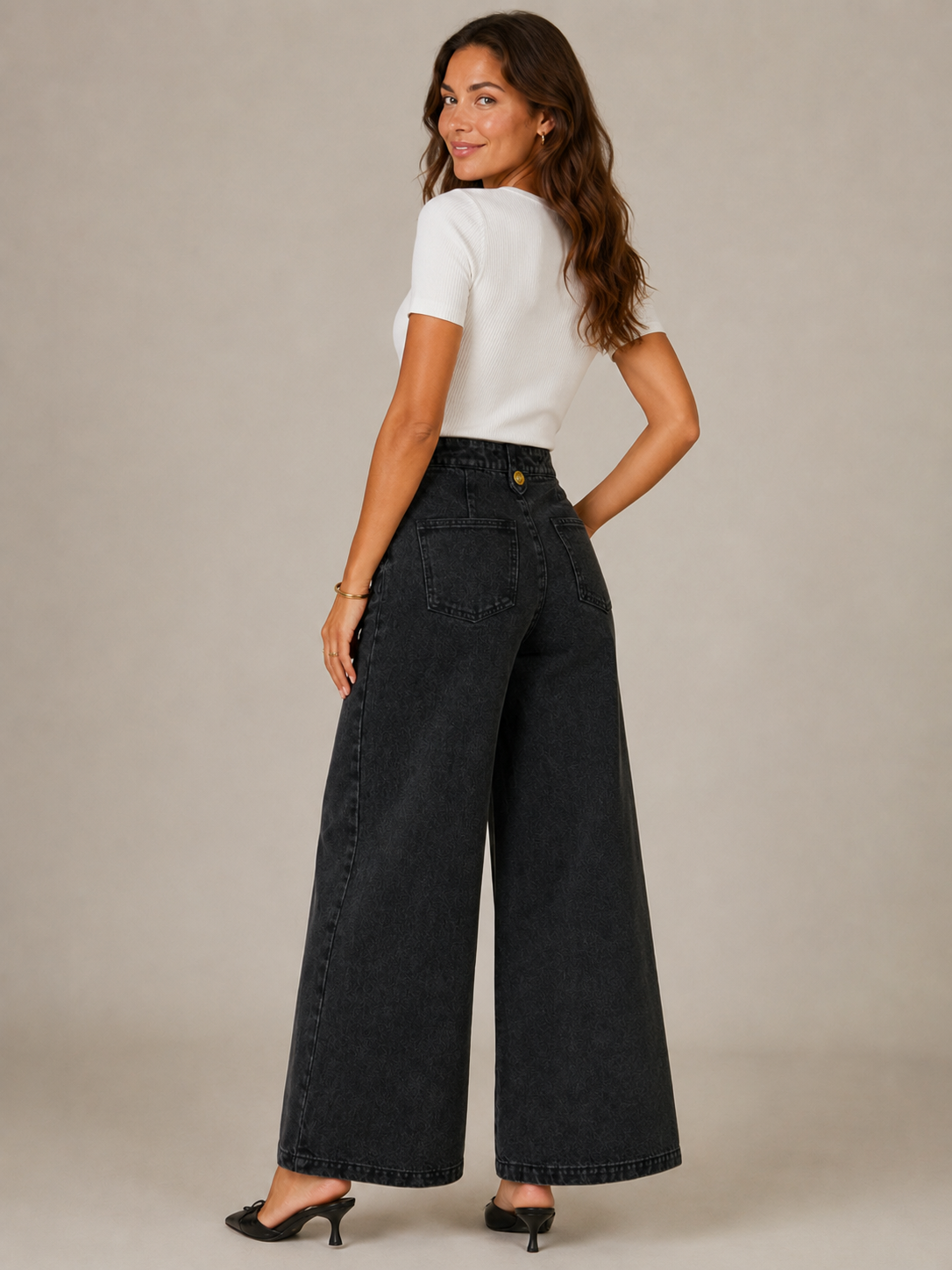 Jean large taille haute