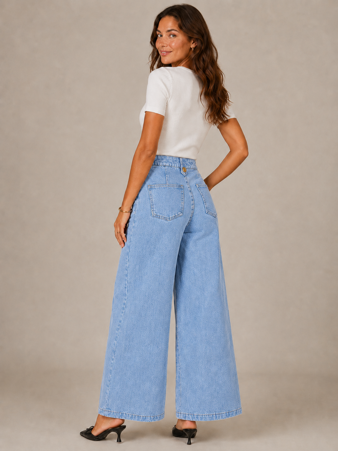 Jean large taille haute