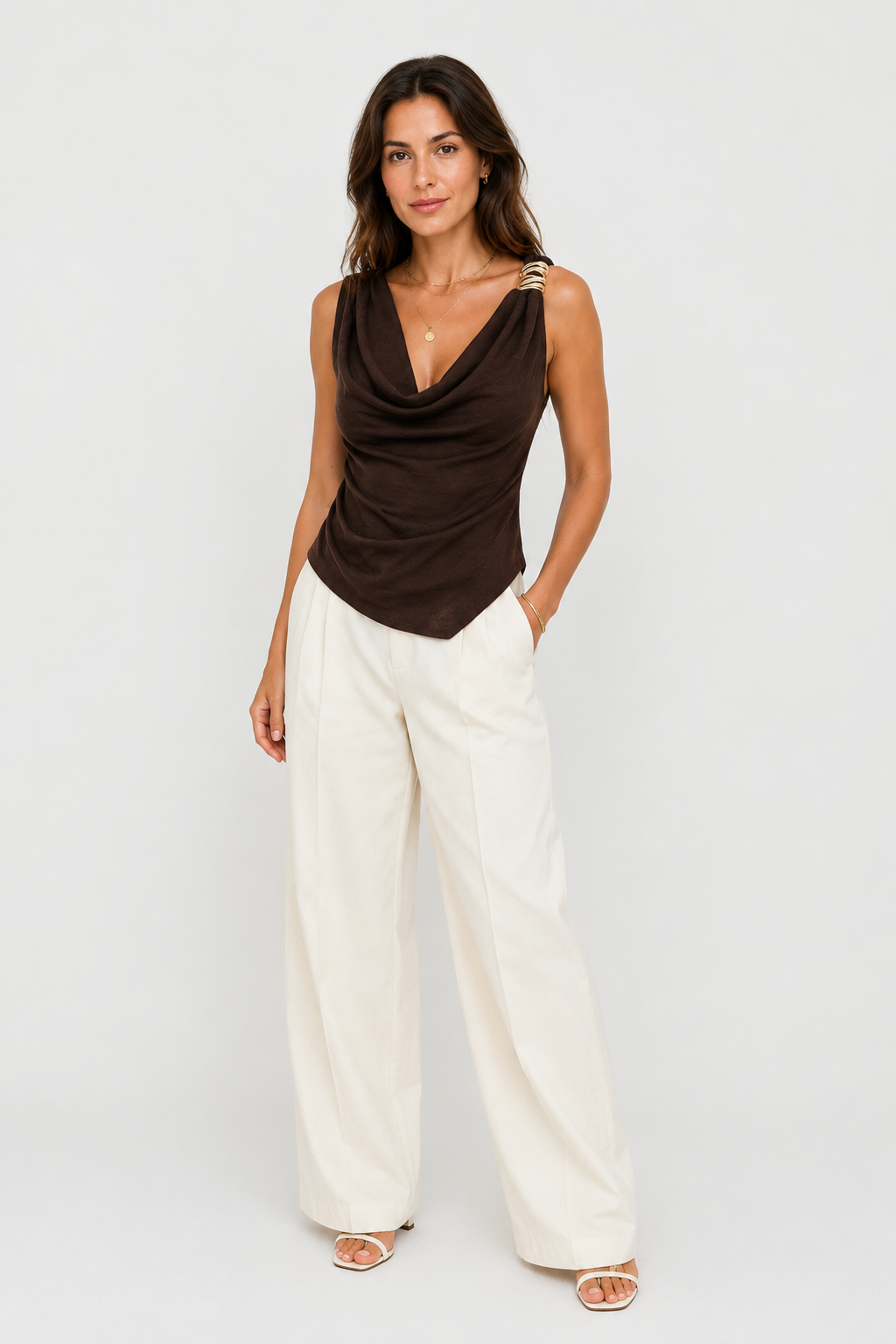 Top asymétrique drapé femme