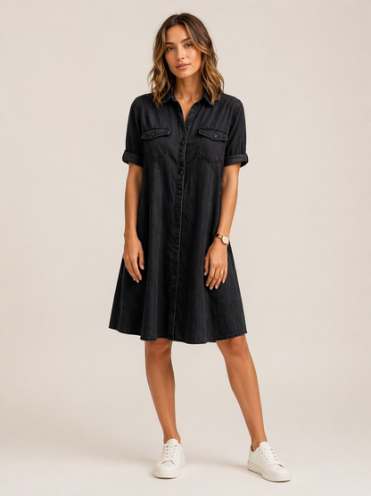 Robe chemise en denim léger
