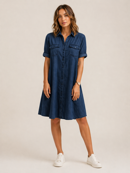 Robe chemise en denim léger