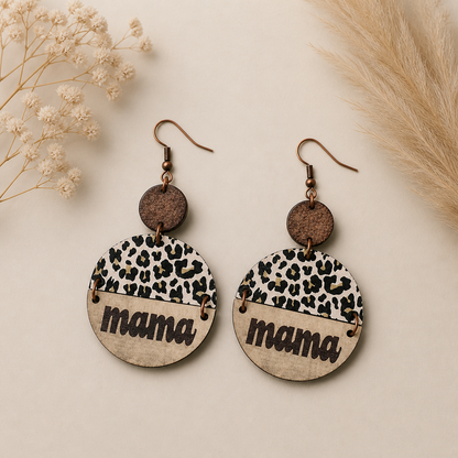 Boucles d’oreilles “Mama” imprimé léopard