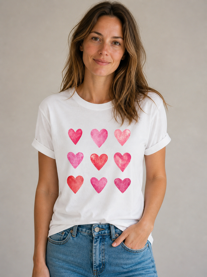T-shirt Cœurs Multicolores