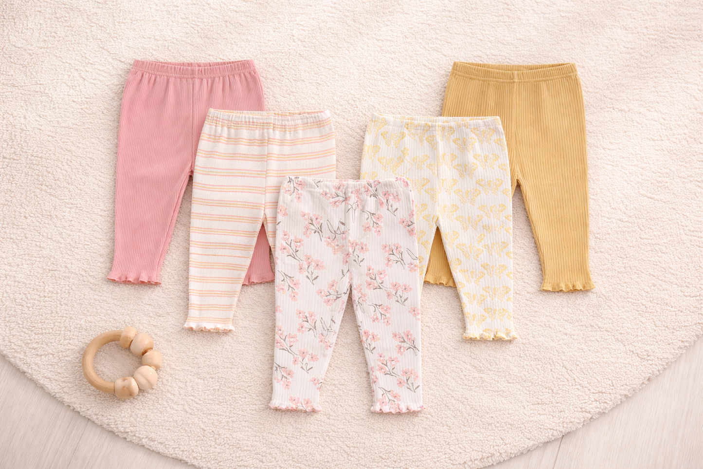 Lot de 5 leggings bébé en coton