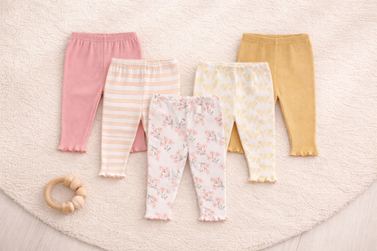 Lot de 5 leggings bébé en coton