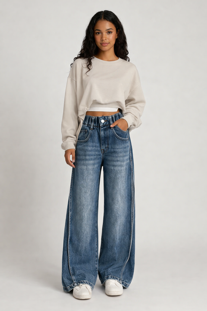 Jean large taille haute