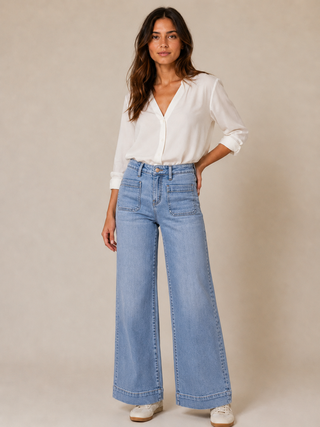 Jean large taille haute