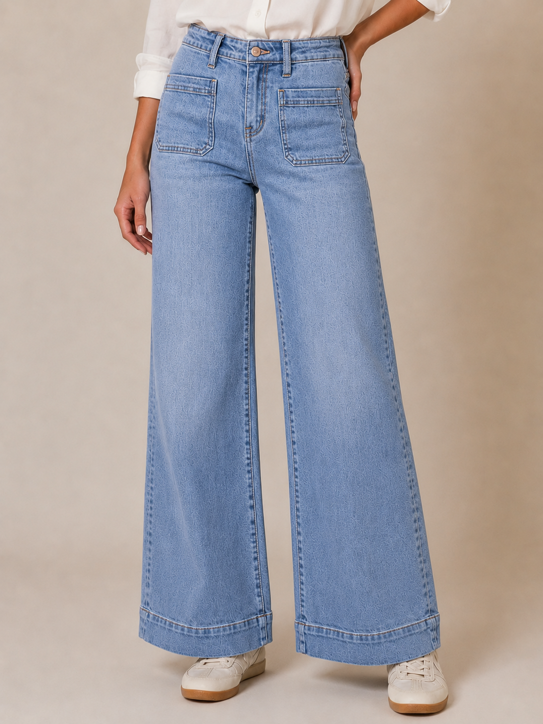 Jean large taille haute