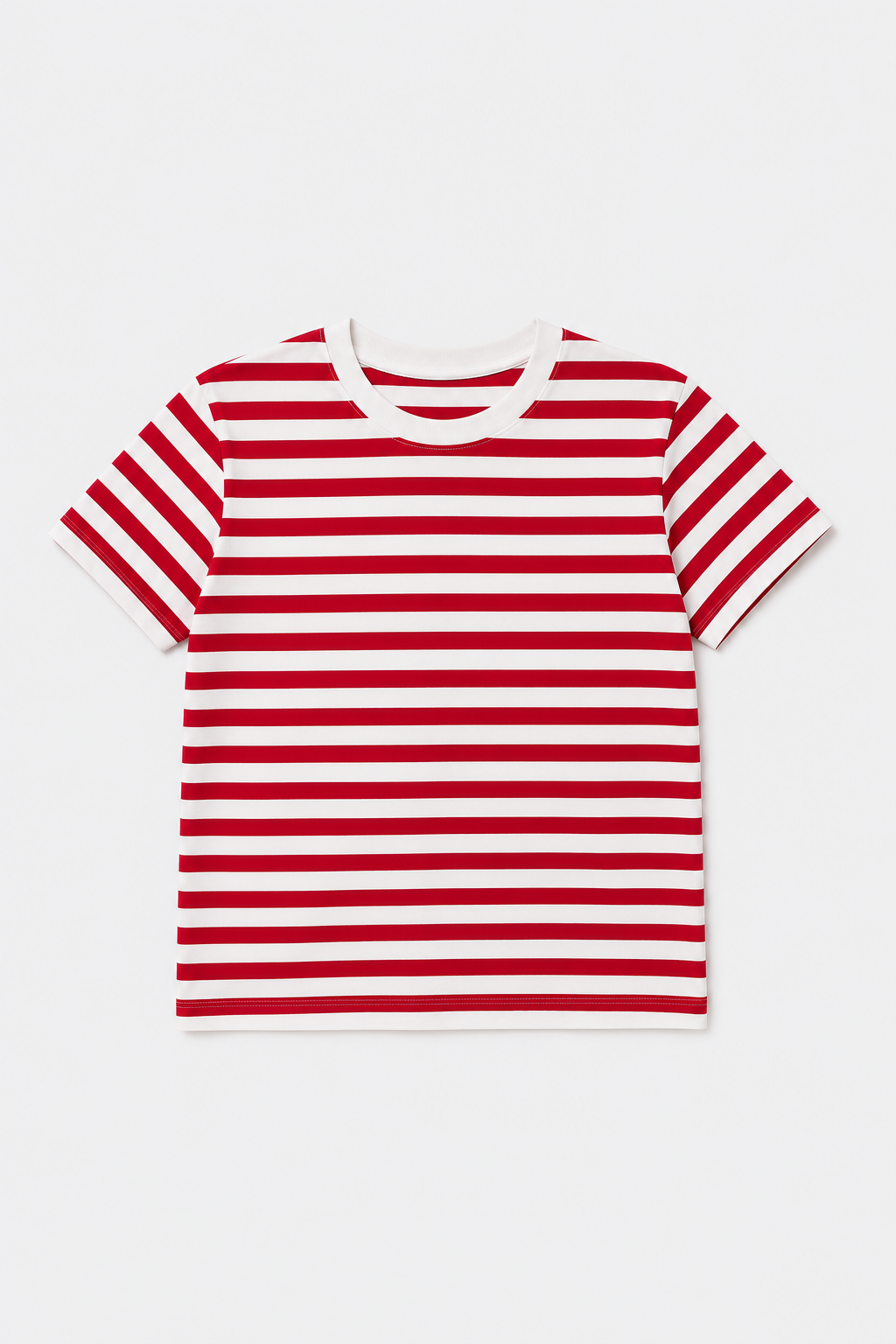 T-shirt à rayures rouges et blanches manches courtes col rond femme