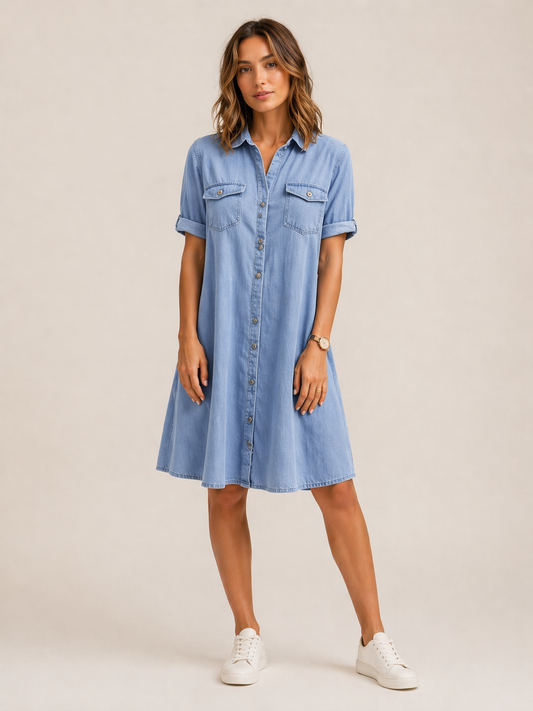 Robe chemise en denim léger