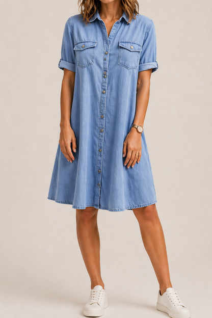 Robe chemise en denim léger