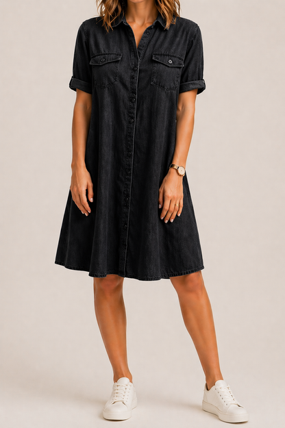 Robe chemise en denim léger